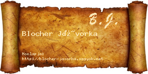 Blocher Jávorka névjegykártya